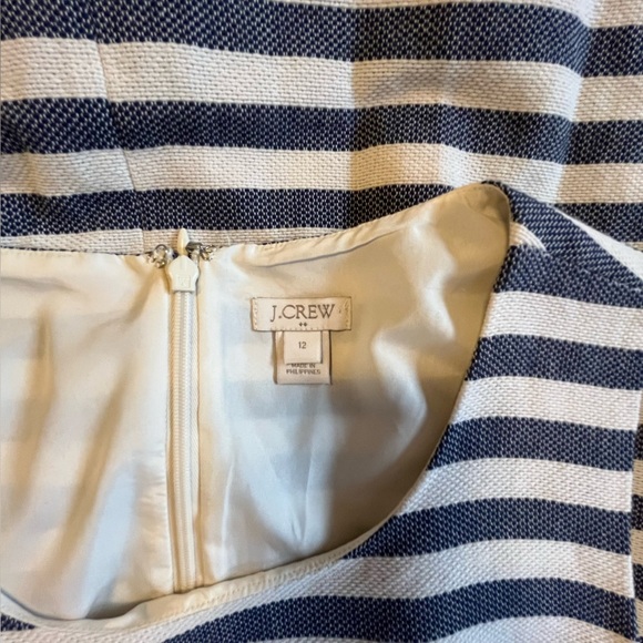 J. Crew striped pleated shift dress Blue and ecru size 12 - Picture 10 of 14